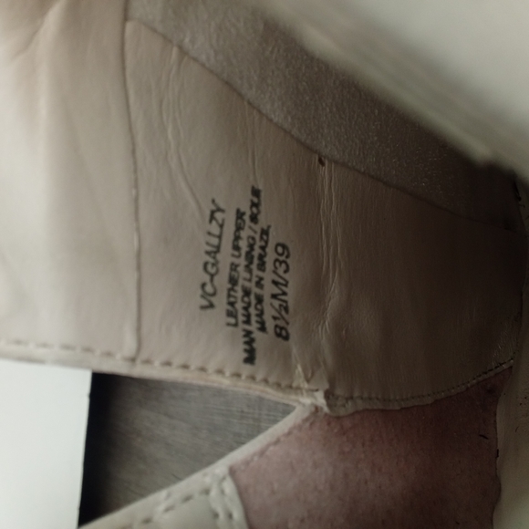 Vince Camuto White and Brown Ankle Booties with Chain Detail - Picture 2 of 5